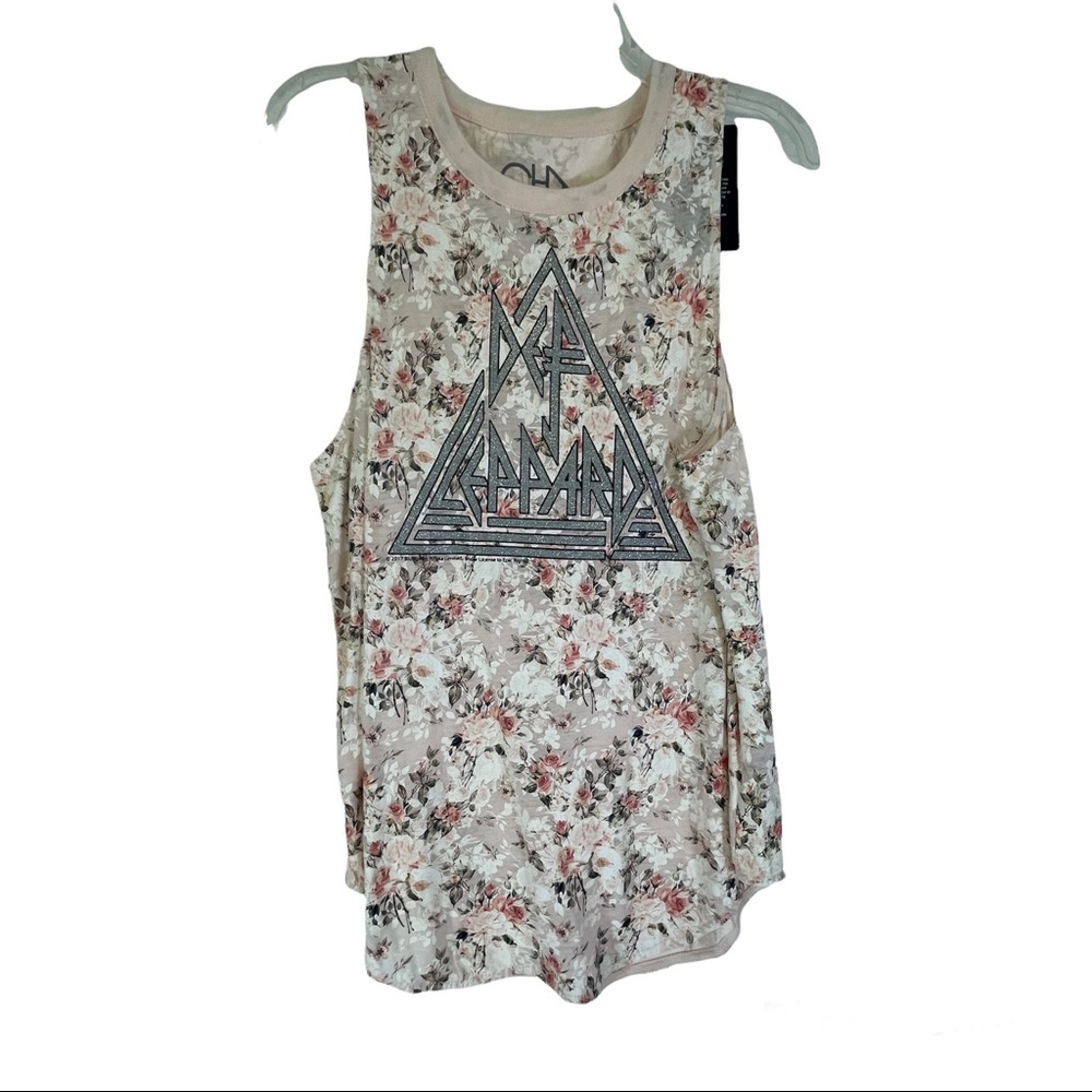 Chaser Def Leppard floral sleeveless top XL